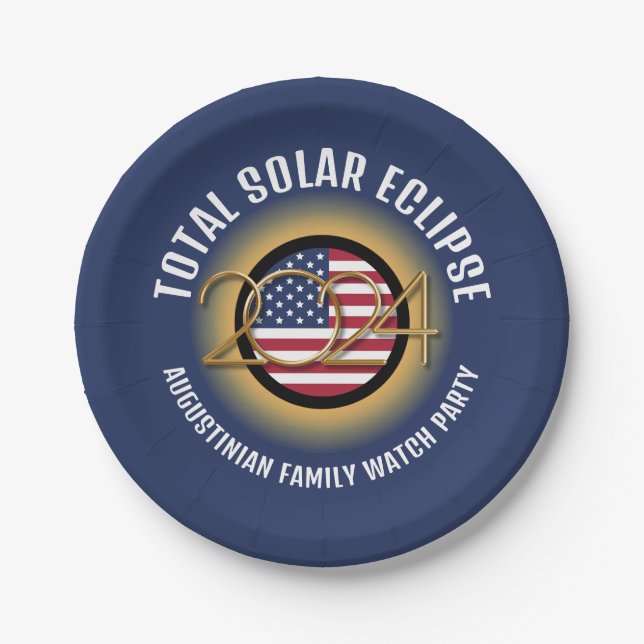 Personalisiert 2024 INSGESAMT SOLAR ECLIPSE USA Pappteller (Vorderseite)