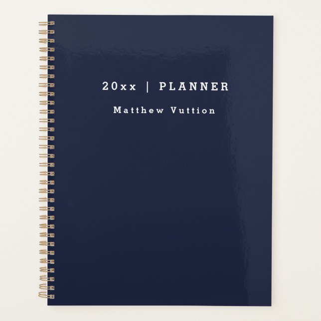 Personalisiert 2024 Navy Blue Weekly Monthly Planer (Vorderseite)