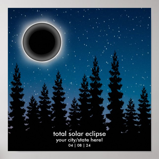 Personalisiert 2024 Solar Eclipse Souvenir Memento Poster (Vorne)