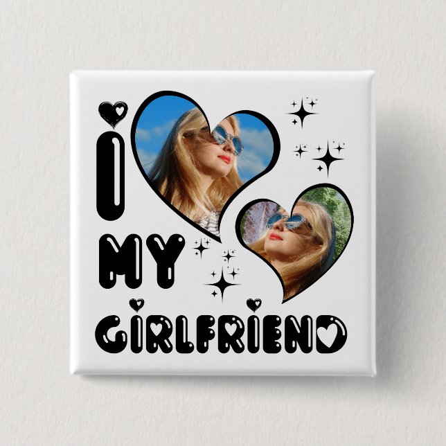 Personalisiert 2 Foto I Liebe Mein Freund Geschenk Button (Vorderseite)