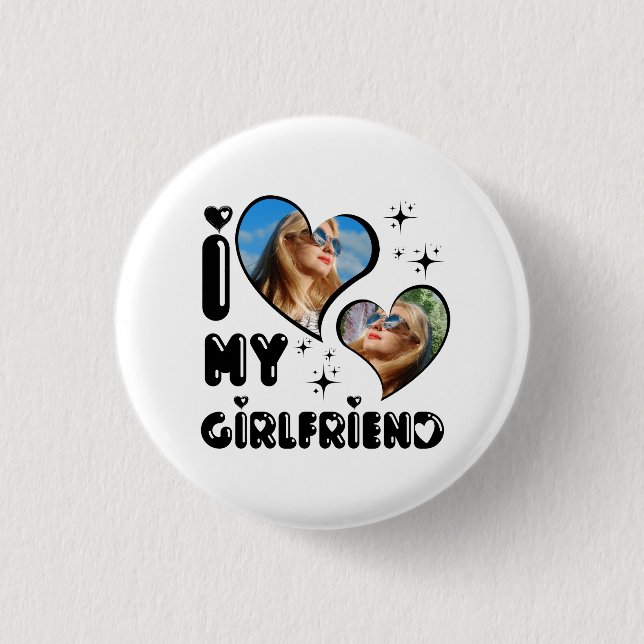 Personalisiert 2 Foto I Liebe Meine Freundin Button (Vorderseite)