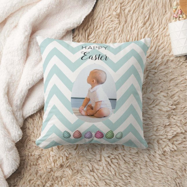 Personalisiert 2 Foto Ostereier Blaue Pastelle Kissen (Decke)