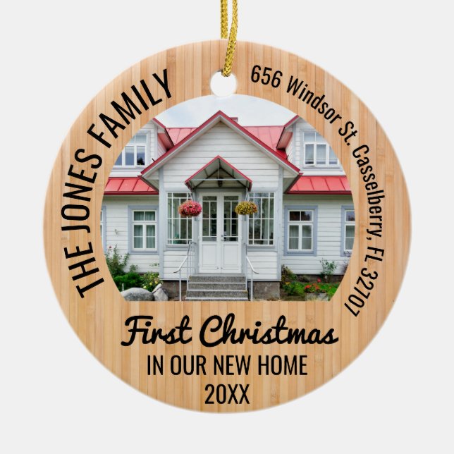 Personalisiert 2 Foto Weihnachten Erste Zuhause 20 Keramik Ornament (Vorne)