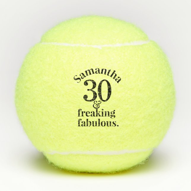 Personalisiert 30 & Fabulous Geburtstag Tennisbälle (Vorderseite)