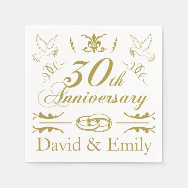 Personalisiert 30. Hochzeitstag Serviette (Vorderseite)