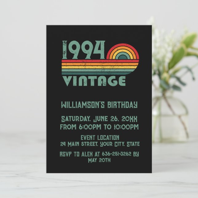 Personalisiert 30 Vintag 30. Geburtstag Party Einladung (Stehend Vorderseite)