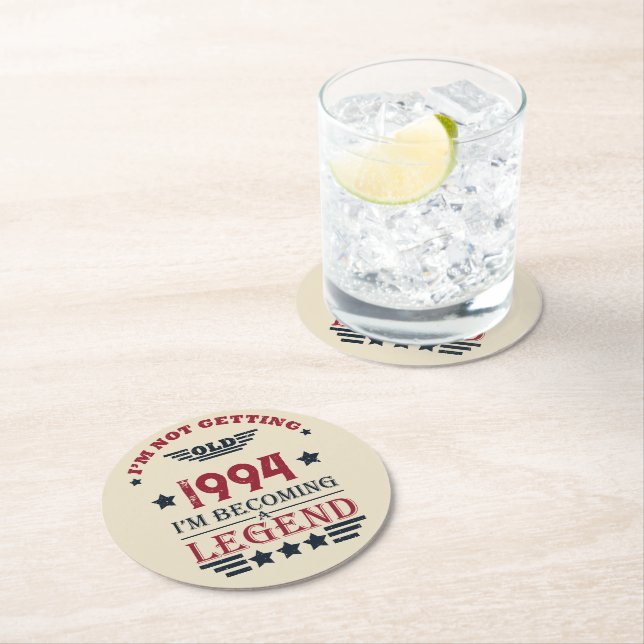 Personalisiert 30 Vintag 30. Geburtstag Party Runder Pappuntersetzer (Vor Ort)
