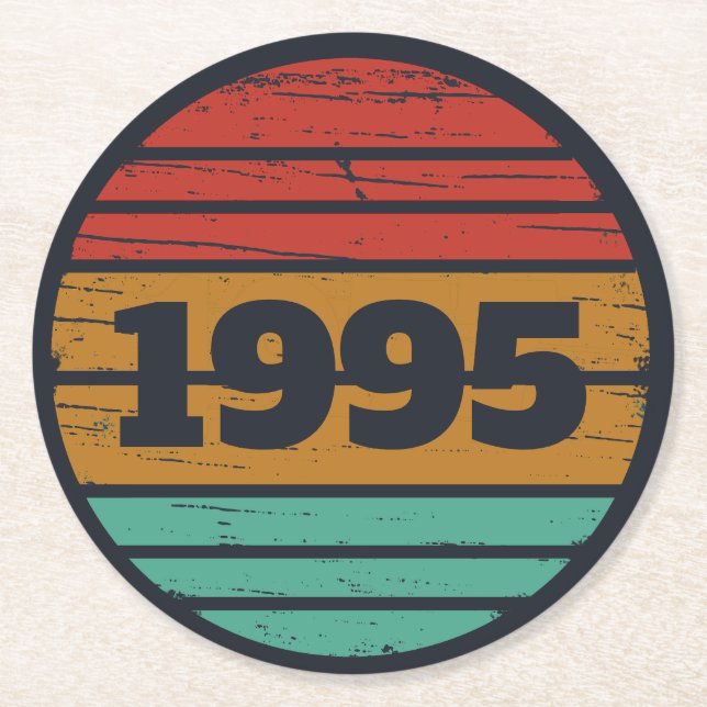 Personalisiert 30 Vintag 30. Geburtstag Party Runder Pappuntersetzer (Vorderseite)
