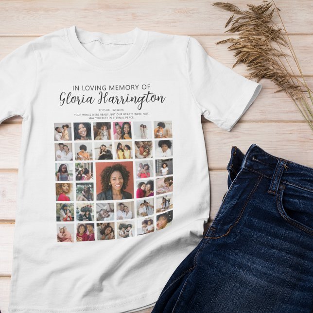 Personalisiert 33 Foto Collage Memorial T-Shirt (Von Creator hochgeladen)