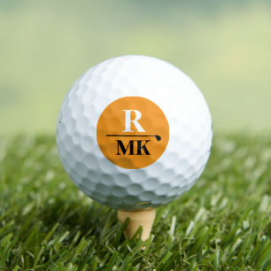 Personalisiert 3 Anfangsbuchstaben orange Golfball