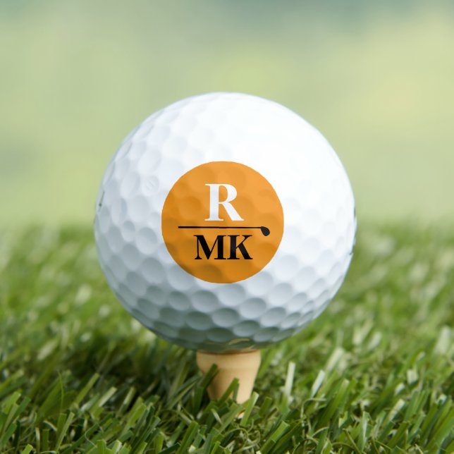 Personalisiert 3 Anfangsbuchstaben orange Golfball (Insitu T-Shirt)