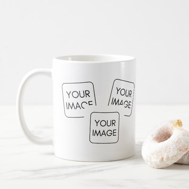 Personalisiert 3 Bilder Firmenlogos Firmengeschenk Kaffeetasse (Mit Donut)