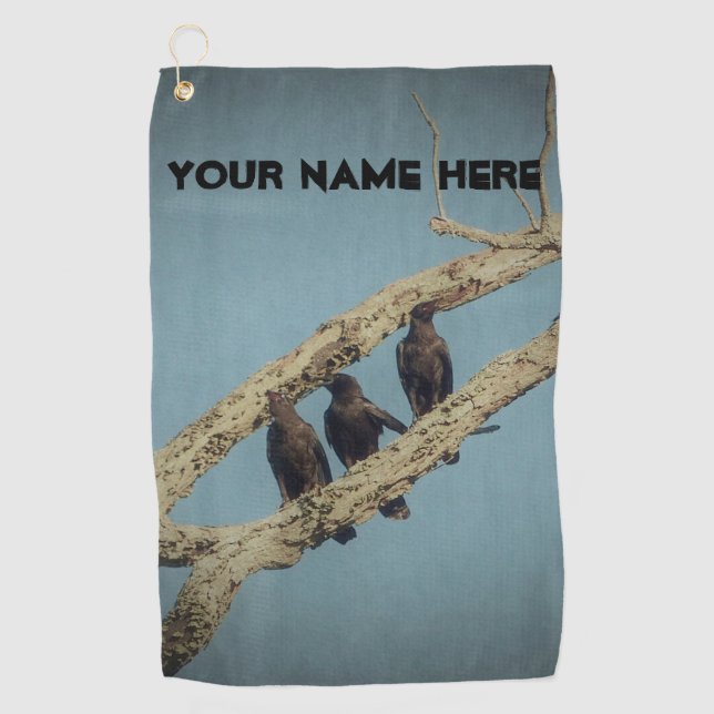 Personalisiert 3 Crows Golfhandtuch (Vorderseite)