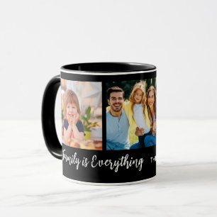 Personalisiert 3 Foto Collage Family Quote Black Tasse