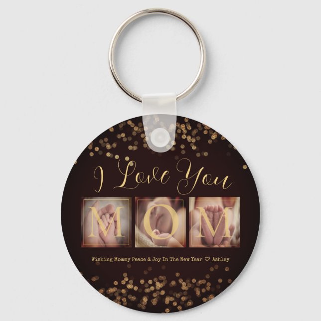 Personalisiert 3 Foto Collage Geschenk für Mama Schlüsselanhänger (Vorderseite)