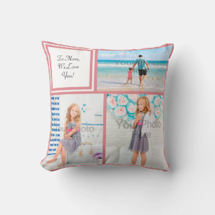 Personalisiert 3 Foto Collage Pink Mama Liebe Kissen
