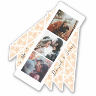 Personalisiert 3 Foto Collage Rose Gold Marmorgesc Aufkleber