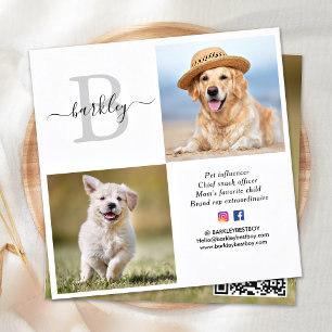 Personalisiert 3 Foto Social Media QR-Code Quadratische Visitenkarte
