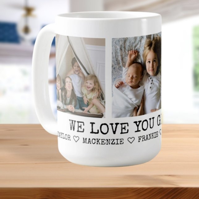 Personalisiert 3 Foto und Liebe - Herzdetails Kaffeetasse (Personalized 3 Photo and Love Heart Detail Text Coffee Mug
by Ricaso. Great photo gift keepsake idea)