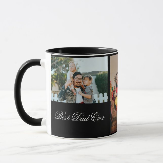 Personalisiert 3 Foto und Text weiß Tasse (Links)