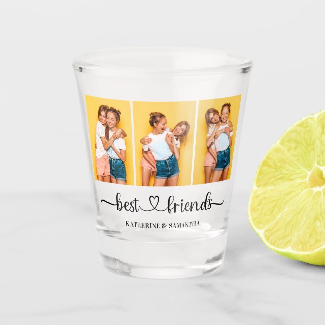 Personalisiert 3 FotoCollage Beste Freunde für imm Schnapsglas (Vorderseite)