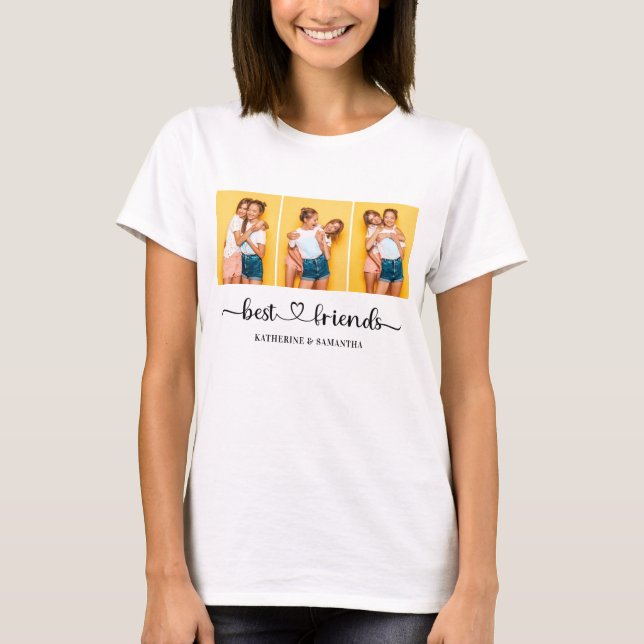Personalisiert 3 Fotocollage Friends Basic Women T-Shirt (Vorderseite)