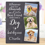Personalisiert 3 Pet Foto Bester Freund Dog Lover Fotoplatte<br><div class="desc">Feiern Sie Ihre beste Freundin mit einer individuellen, einzigartigen Foto-Sake-Plakette für Haustiere in einem rustikalen Schiefergestein. Diese Foto-Plakette ist das ideale Geschenk für sich, Familie oder Freunde, um die Liebsten zu ehren. Zitat " Wer sagte Diamonds sind Mädchen besten Freund, nie liebte einen Hund. " COPYRIGHT © 2022 Judy Burrows,...</div>