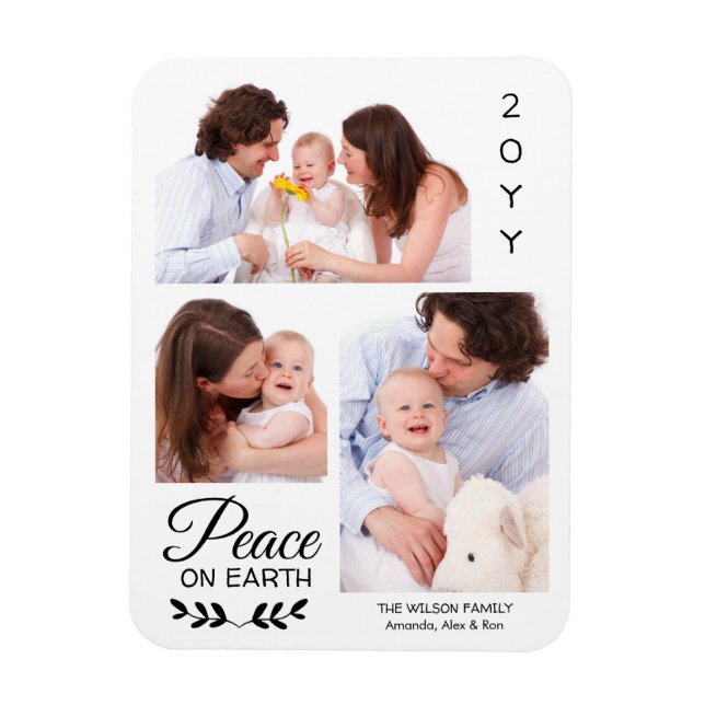 Personalisiert 3 Weltfrieden für FotoCollage Magnet (Vertikal)