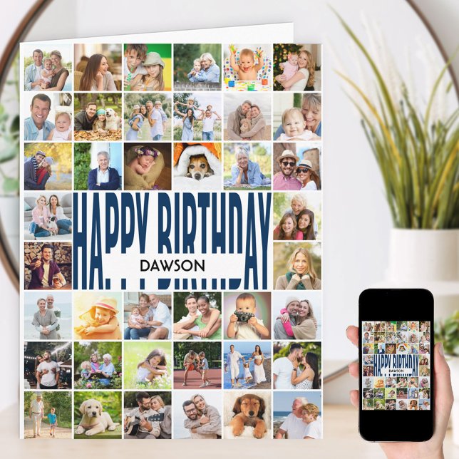 Personalisiert 40 Fotocollage Happy Birthday Karte (Von Creator hochgeladen)