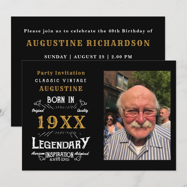 Personalisiert 40. Geburtstag Einladung (Vorne/Hinten)