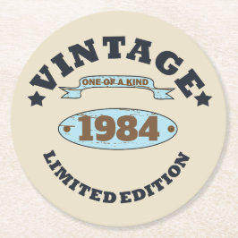 Personalisiert 40 Vintages Party Runder Pappuntersetzer
