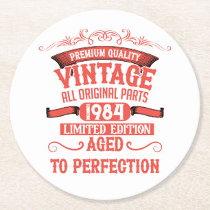 Personalisiert 40 Vintages Party Runder Pappuntersetzer