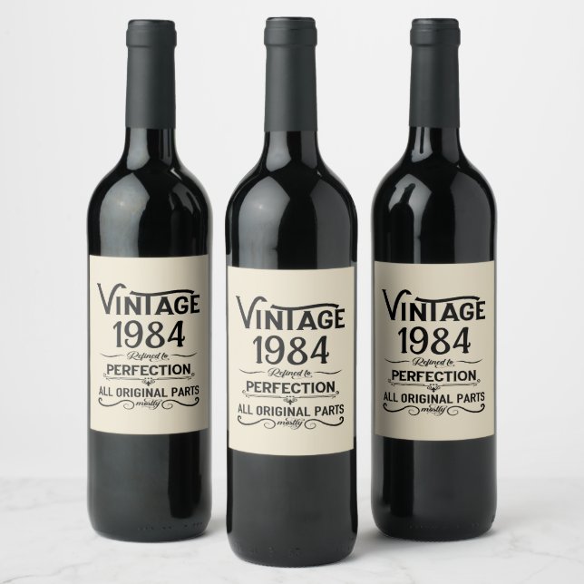 Personalisiert 40 Vintages Party Weinetikett (Flaschen)