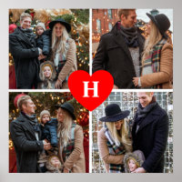 Personalisiert 4 Foto Collage Rotes Herz Mit Monog