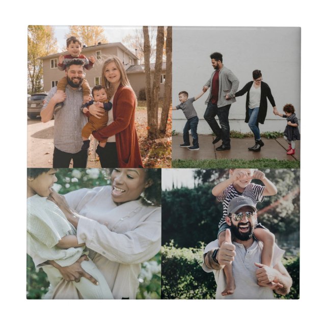 Personalisiert 4 FotoCollage Fliese (Vorderseite)