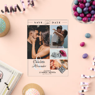 Personalisiert 4 Fotocollage Hochzeit speichern Si Acryleinladungen