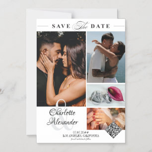 Personalisiert 4 Fotocollage Hochzeit speichern Si Magneteinladung