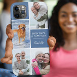 Personalisiert 4 Fotocollage positives Zitat blau Case-Mate iPhone Hülle<br><div class="desc">Personalisiertes Telefongehäuse für iPhone 11 pro max und viele andere Modelle. Das Design enthält eine individuelle Collage mit 4 Ihrer Lieblings-Fotos, Ihrem Namen und der Formulierung "Jeden Tag ist ein glücklicher Tag". Die Fotovorlage ist für Sie bereit, um Ihre Fotos hinzuzufügen, und arbeitet im Uhrzeigersinn von oben verlassen. Das Design...</div>