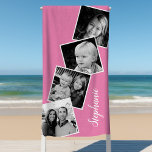 Personalisiert 4 Fotomontage Filmstreifen Rosa Strandtuch<br><div class="desc">Personalisierten 4-Foto Collage Film Strip Pink Beach Handtuch. Personalisieren Sie dieses maßgeschneiderte Design mit 4 Fotos und Ihrem Namen.</div>