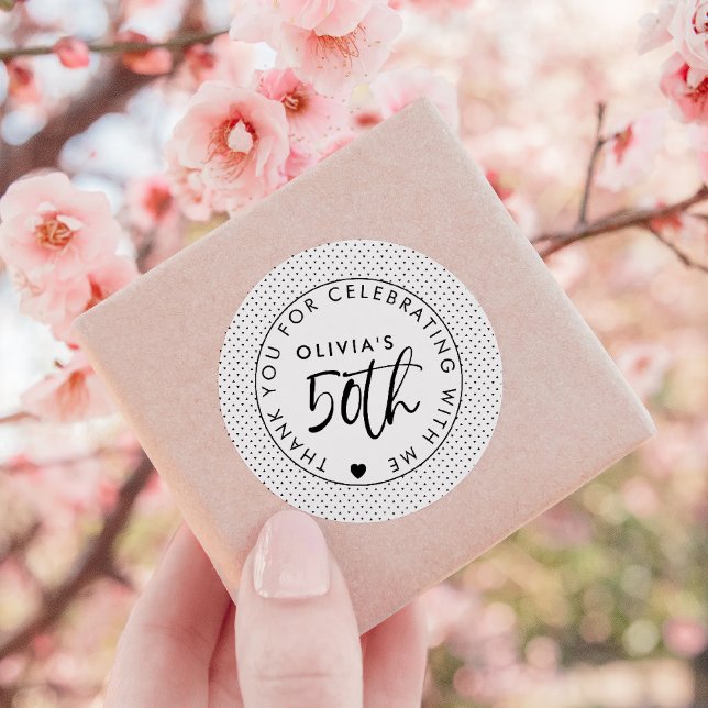 Personalisiert 50 Danke, dass du mit mir gefeiert  Runder Aufkleber (Von Creator hochgeladen)