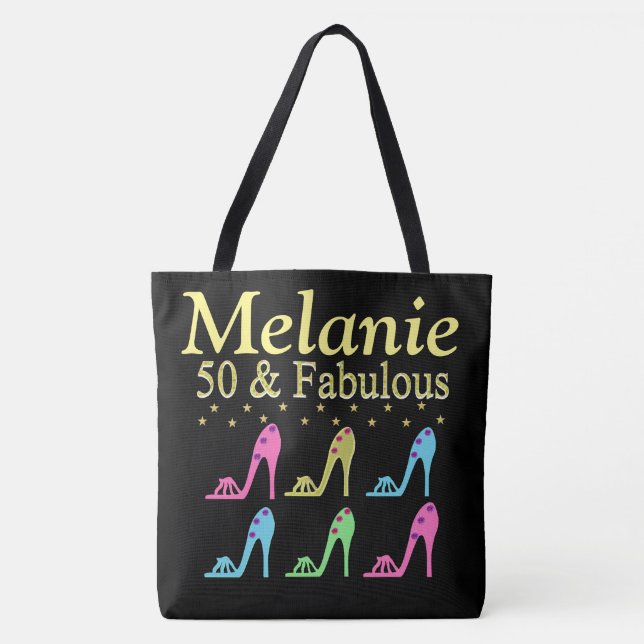 PERSONALISIERT 50 & FABULOUS SHOE QUEEN TOTE BAG TASCHE (Vorderseite)