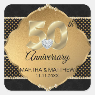 Personalisiert 50. Goldhochzeit Quadratischer Aufkleber