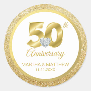 Personalisiert 50. Goldhochzeit Runder Aufkleber