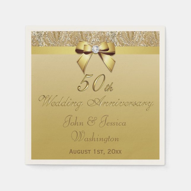 Personalisiert 50. Goldhochzeit Serviette (Vorderseite)