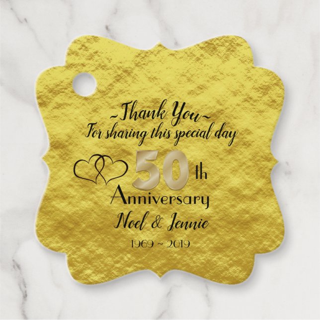 Personalisiert 50. Hochzeitstag Geschenkanhänger (Vorderseite)