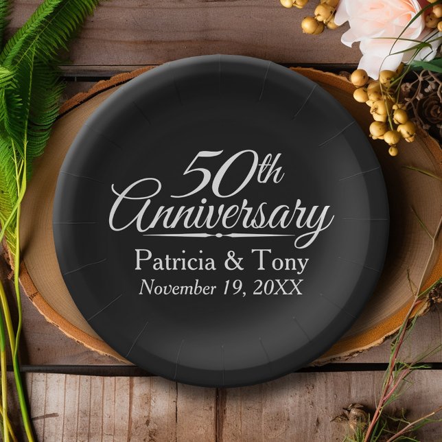 personalisiert 50. Hochzeitstag Pappteller (Personalized Wedding Anniversary Party Plates)