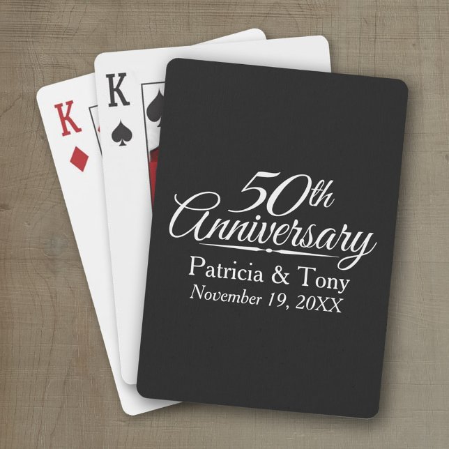 personalisiert 50. Hochzeitstag Spielkarten (50th Wedding Anniversary Playing Cards - Personalize with your information)