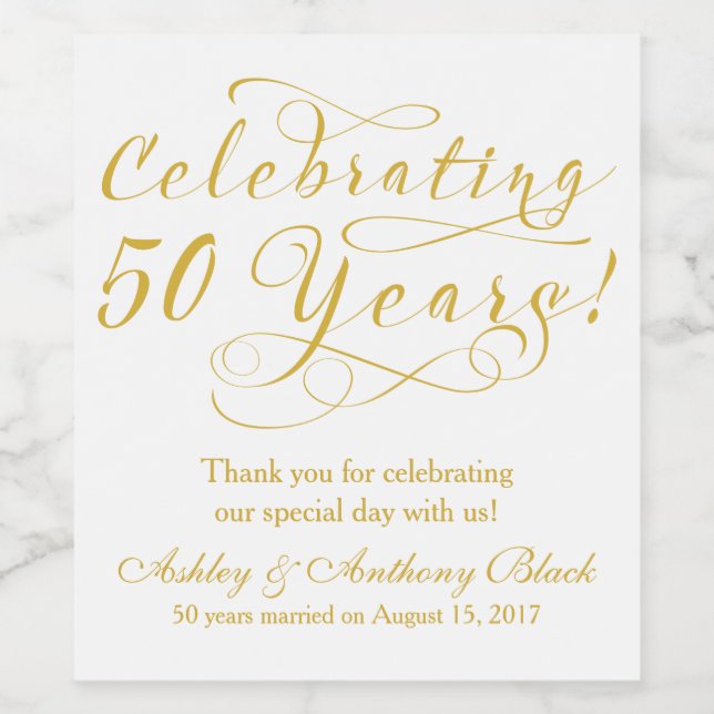 personalisiert 50. Hochzeitstag Weinetikett (Einzelnes Label)