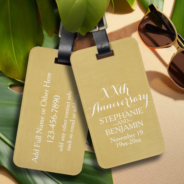 personalisiert 50. oder anderes Hochzeitstag Gepäckanhänger (Personalized luggage tag - Wedding Anniversary)