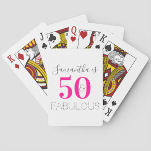 Personalisiert 50 und fantastisch Hot Pink Geburts Spielkarten